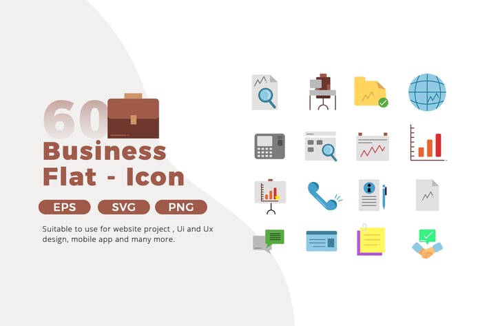 60 Business Icon Pack - Flat