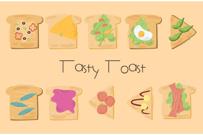 Toast Sandwich Cartoon Illustration