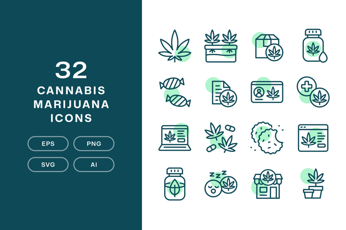 32 Cannabis Marijuana Icons