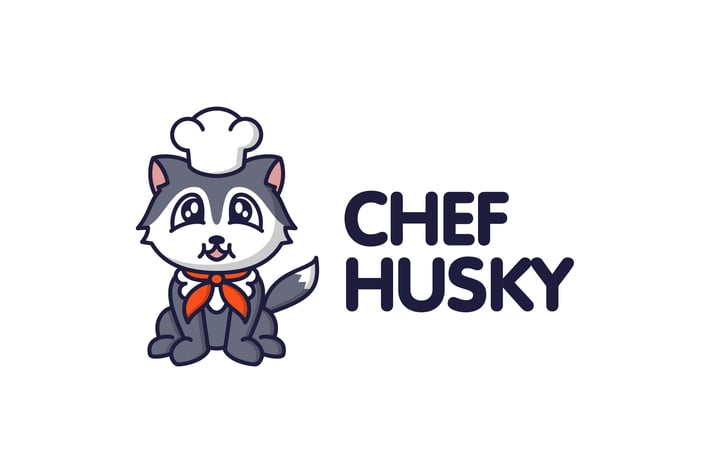 Cartoon Cute Chef Husky Mascot Logo