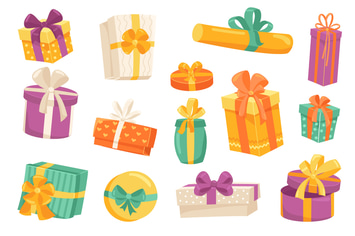 Gift Boxes Isolated Elements Set
