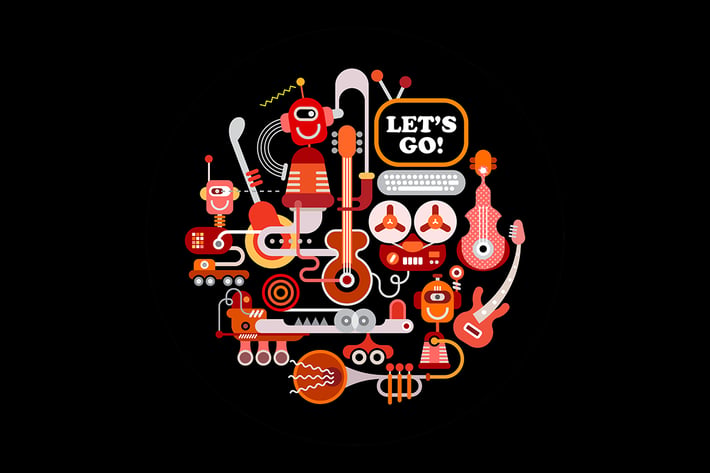 Modern Recording Studio round shape illustration