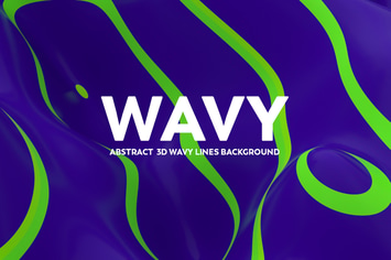 Abstract  3D Wavy Lines Background -Green and Blue