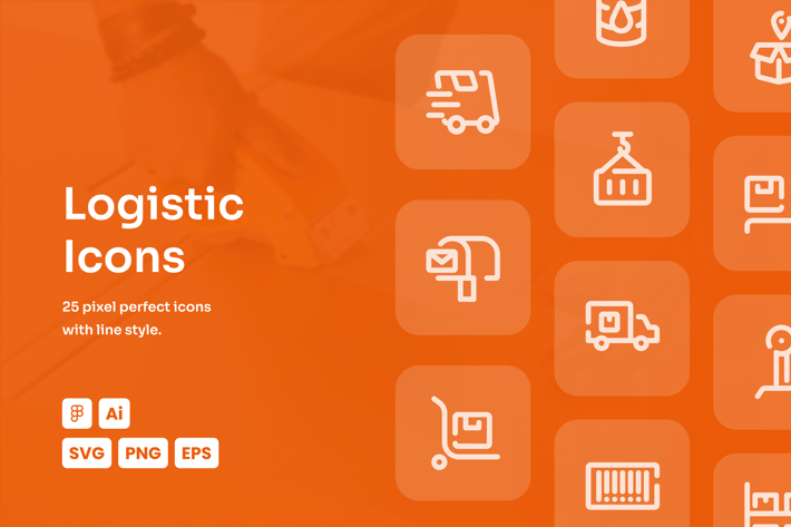 Logistic Dashed Line Icons
