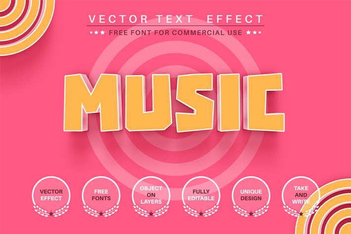 Pink music - editable text effect, font style