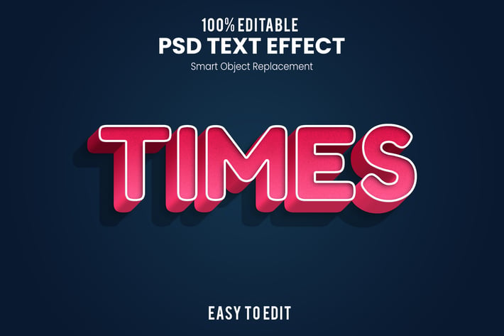Times - Playful 3D PSD Text Effect