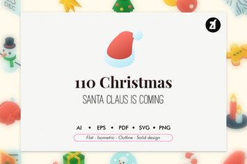 110 Christmas elements icon pack