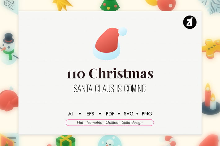 110 Christmas elements icon pack