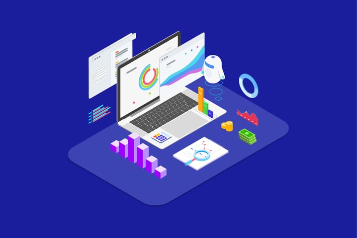 Analysis in Financial with AI Isometric - T2