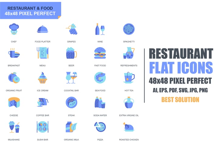 Simple Set Restaurant and Food Flat Icons