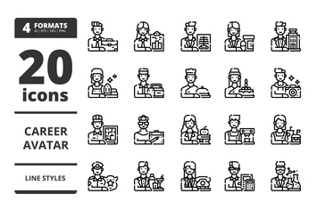Career avatar Line icons packs