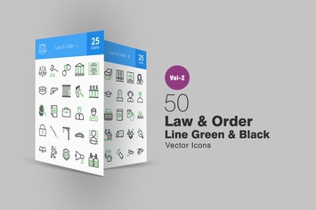 50 Law & Order Line Green & Black Icons