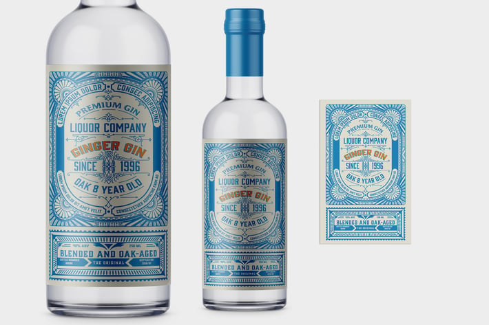 Vintage Liquor Bottle Packaging Layout 