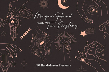 Magic Hand Line Art 