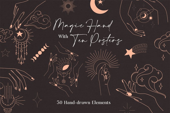 Magic Hand Line Art 