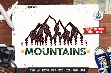 Mountain Adventure Logo, Wild Retro Print Shirt