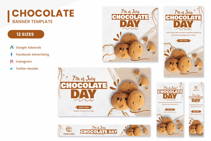 Chocolate Day Banner Ads Set Template