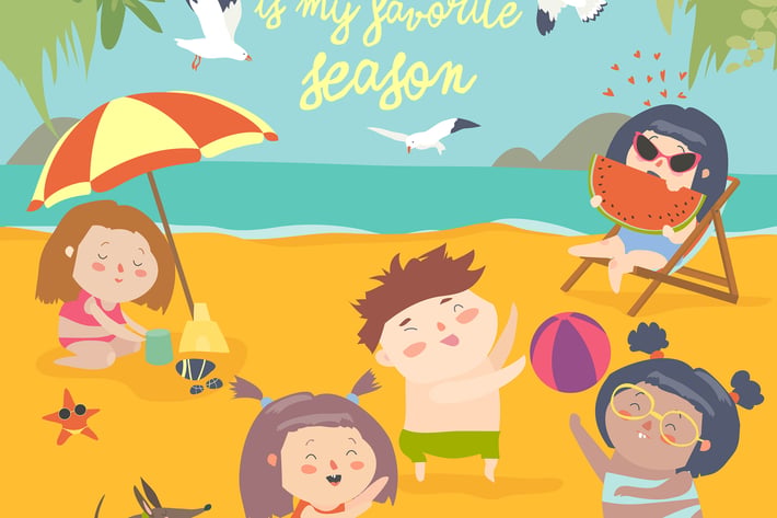 Summer childs outdoor activities. Beach holiday. 