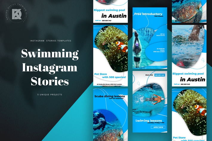 Swimming Instagram Stories