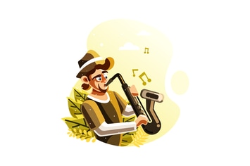 Man playing saxophone illustration