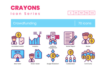 70 Crowdfunding Icons