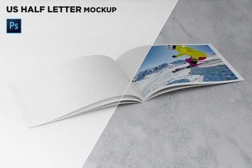 US Half Letter Brochure Mockup 45 Degree