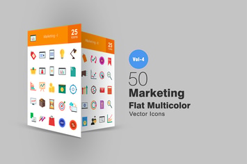 50 Marketing Flat Multicolor Icons