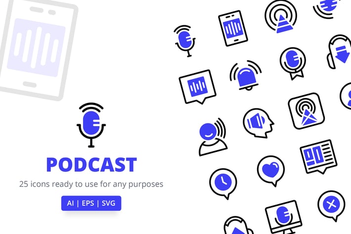 Podcast Icons (Line and Solid)
