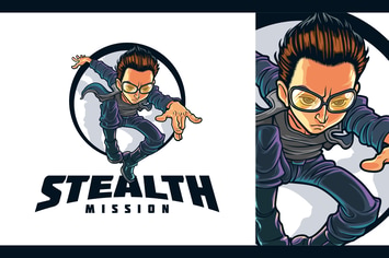 Stealthy Geek Hero Character Mascot Logo