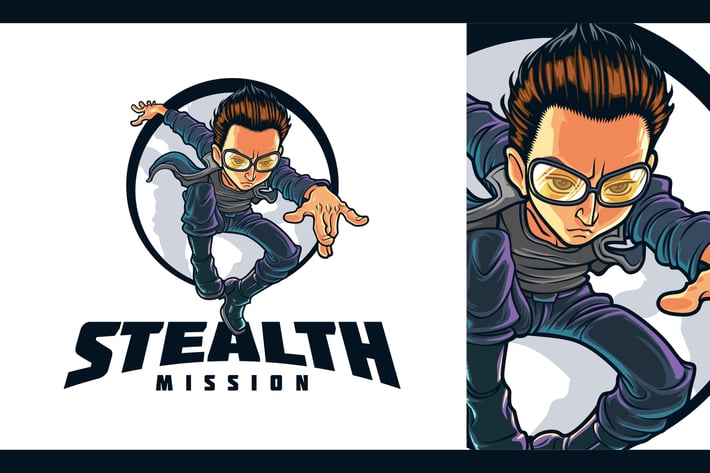 Stealthy Geek Hero Character Mascot Logo