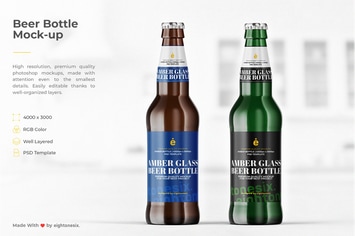 Beer Bottle Mock-Up Template 