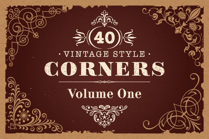 40 Vector Vintage Style Corners Set