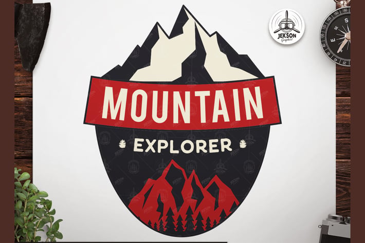 Mountain Explore Badge / Vintage Travel Logo Patch