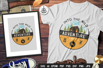 Into The Wild Badge Vector Camp Retro Graphic Logo