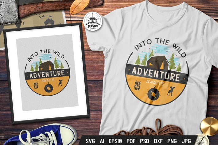 Into The Wild Badge Vector Camp Retro Graphic Logo