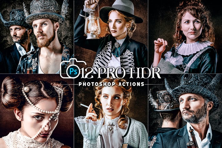 12 PRO HDR Portrait Photoshop Actions 
