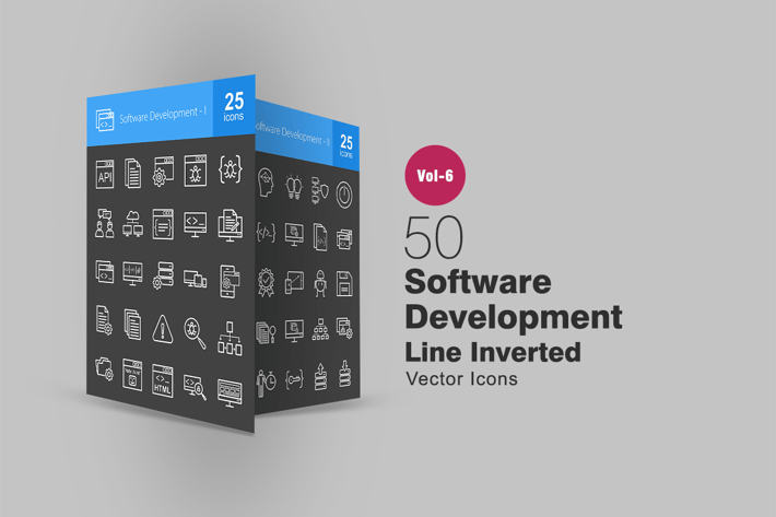 50 Software Development Line Inverted Icons