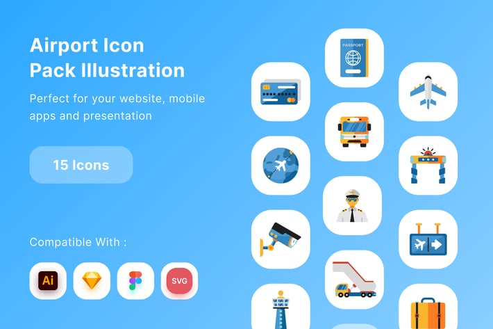 Airport Icon Pack Illustration