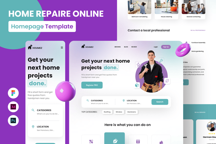 Renov - Home Repair Website Homepage