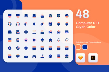 Computer & IT Glyph Color Icon Set