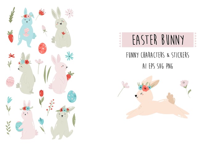 Easter Rabbits Stickers & Cliparts