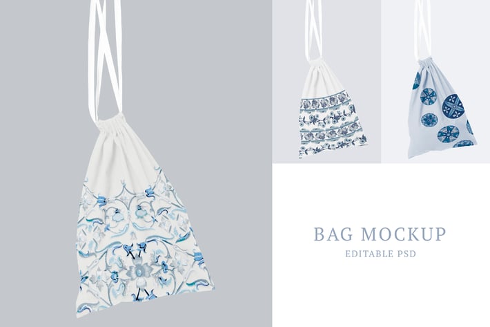 Drawstring pouch bag mockup design
