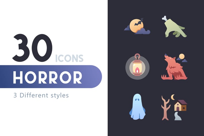 30 Horror icon set