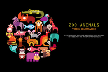 Zoo Animals vector icon set