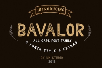 BAVALOR - ALL CAPS FONT FAMILY WITH EXTRAS 