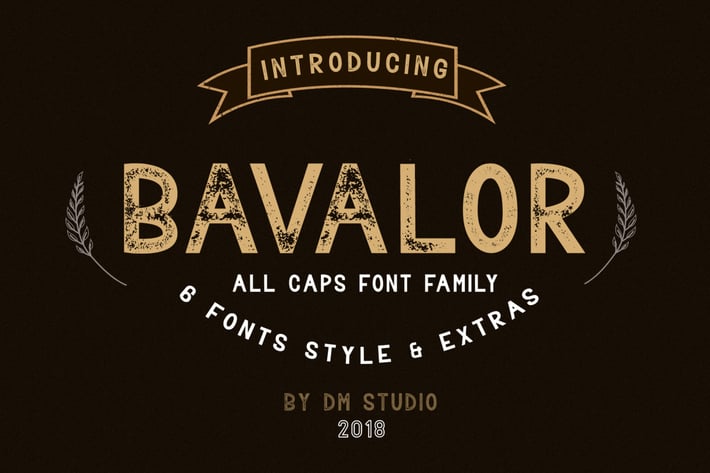 BAVALOR - ALL CAPS FONT FAMILY WITH EXTRAS 