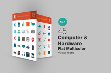 45 Computer & Hardware Flat Multicolor Icons
