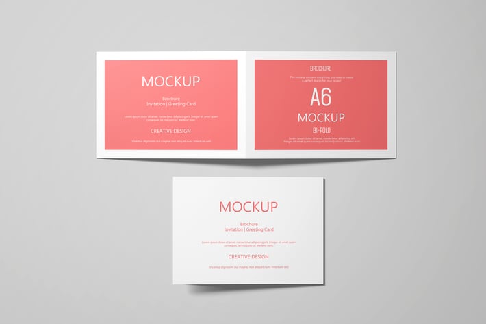 A6 Landscape Greeting Card Invitation Mockup Set 1