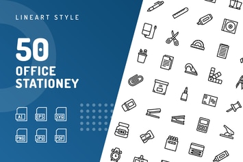 Office Stationery Line Icons