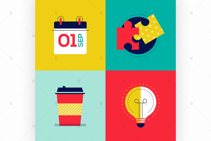 Office work - colorful flat design style elements